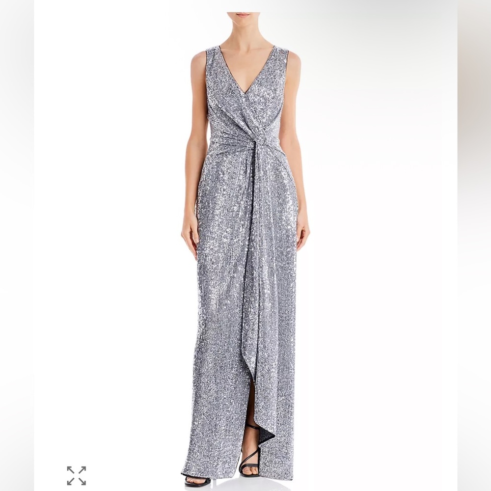 NWT Aidan Mattox Sequin Twist-Front Gown Sz 0